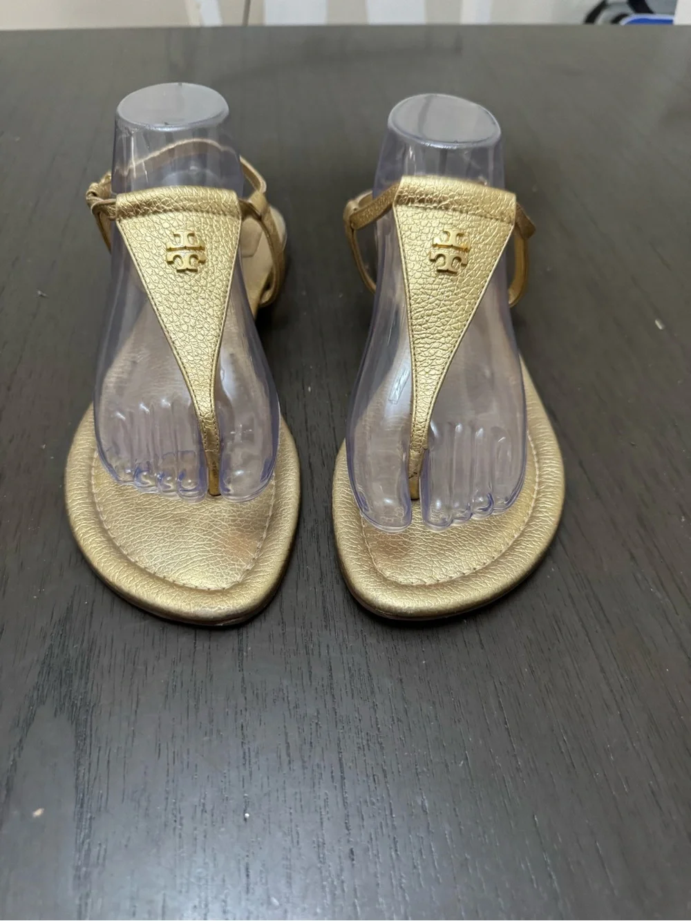 Tory Burch Designer Emmy Metallic Strappy Gold Women's Leather Sandals size W 10